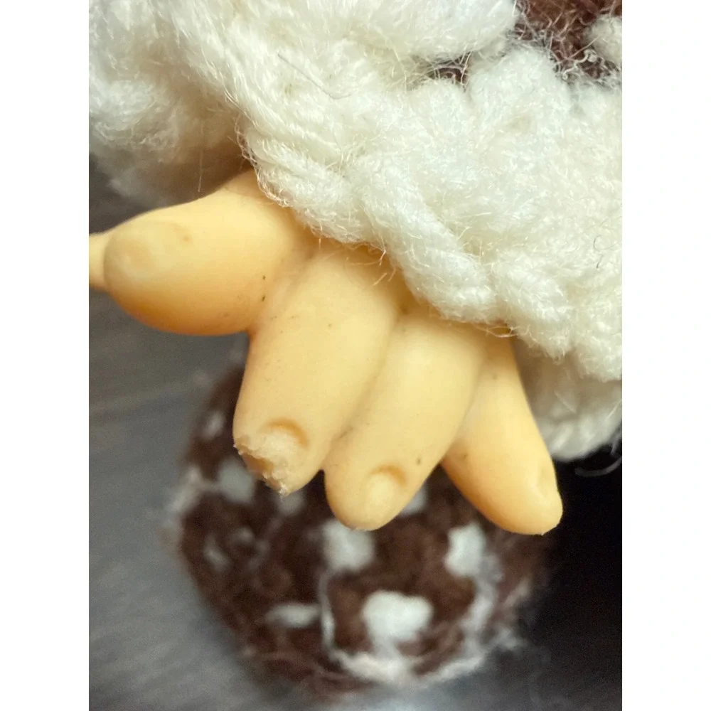 Vintage‎ Style Handmade Crochet Doll Vinyl Face Brown Rust Cream 16 Inch